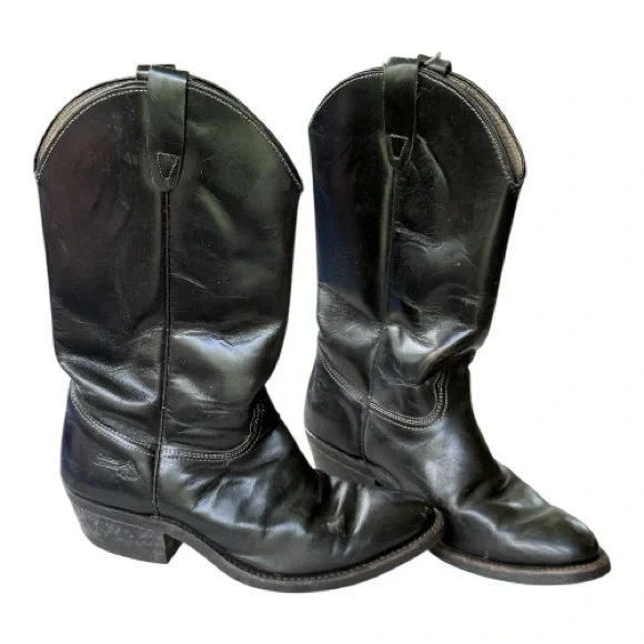 Golden Retriever Black Leather Cowboy Boots - Picture 1 of 13